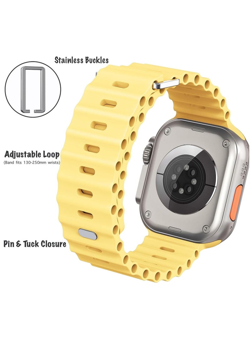 Color Fans - Soft Silicone Ocean Sports Strap Compatible Apple Watch 41mm 40mm 38mm for Men Women, Adjustible Watch Band for Apple Watch SE/Series 9/8/7/6/5/4/3/2/1 - Sunglow - Image 1