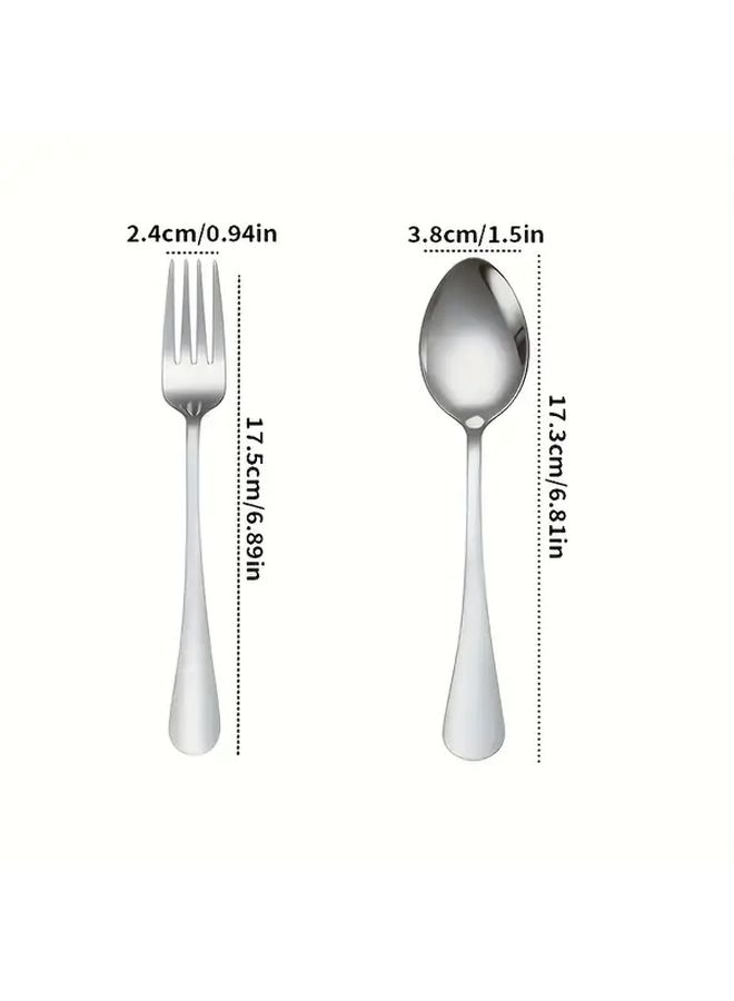 10pcs Silvery Stainless Steel Fork and Spoon Set Mirror Polished Dishwasher Safe - Image 3