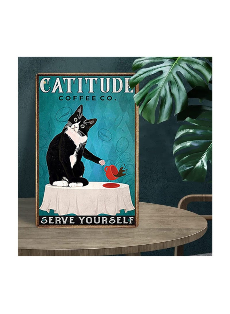 Y&D Funny Black Cat Vintage Metal Tin Signs, Wall Art Decoration Poster Print Decor Bathroom 8x12 in - Image 5