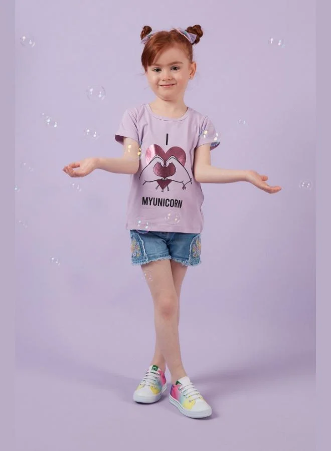 Lela Lela Printed Crew Neck Cotton T-Shirt Girl's T-Shirt 6211027