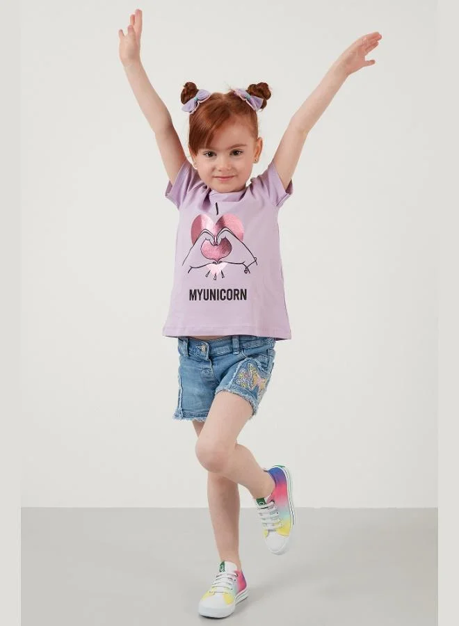 Lela Lela Printed Crew Neck Cotton T-Shirt Girl's T-Shirt 6211027