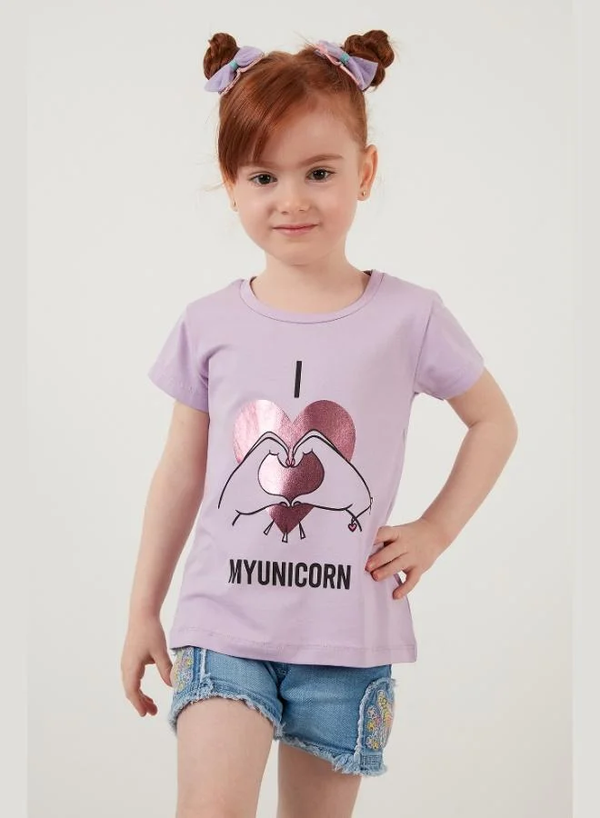 Lela Lela Printed Crew Neck Cotton T-Shirt Girl's T-Shirt 6211027