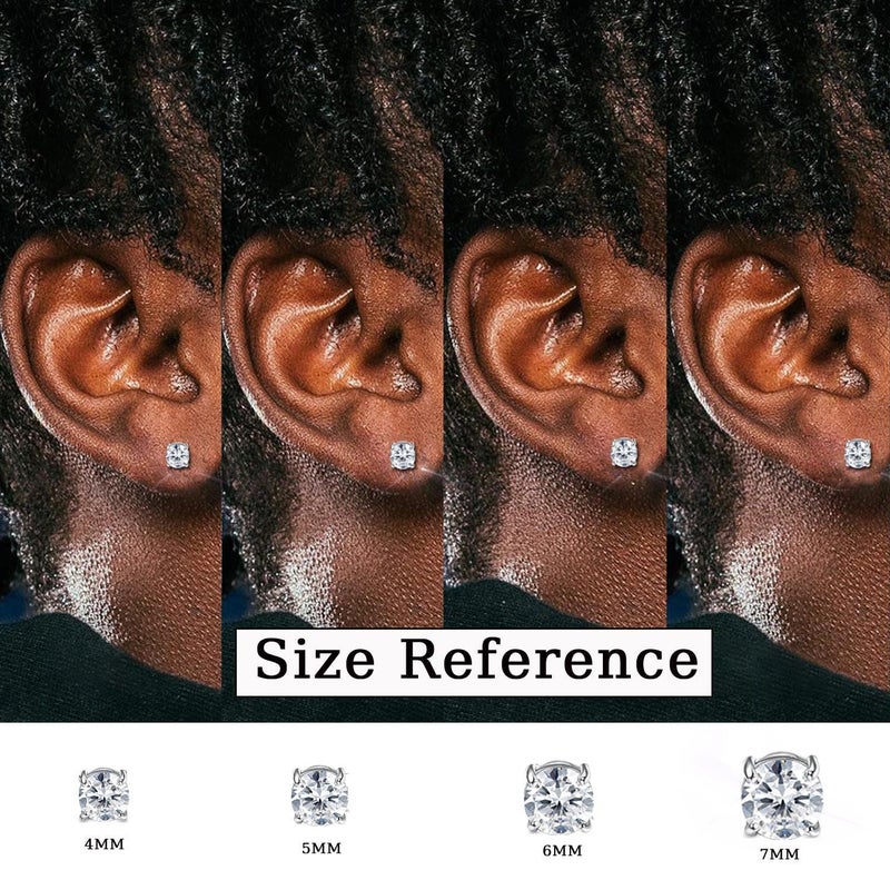 Jstyle 4-7MM Magnetic Earrings for Men Women Shiny Round Cubic Zirconia Stud Earrings for Non-Pierced Ears Hypoallergenic Stainless Steel Fake Earring Not Easy to Fall off - Image 2