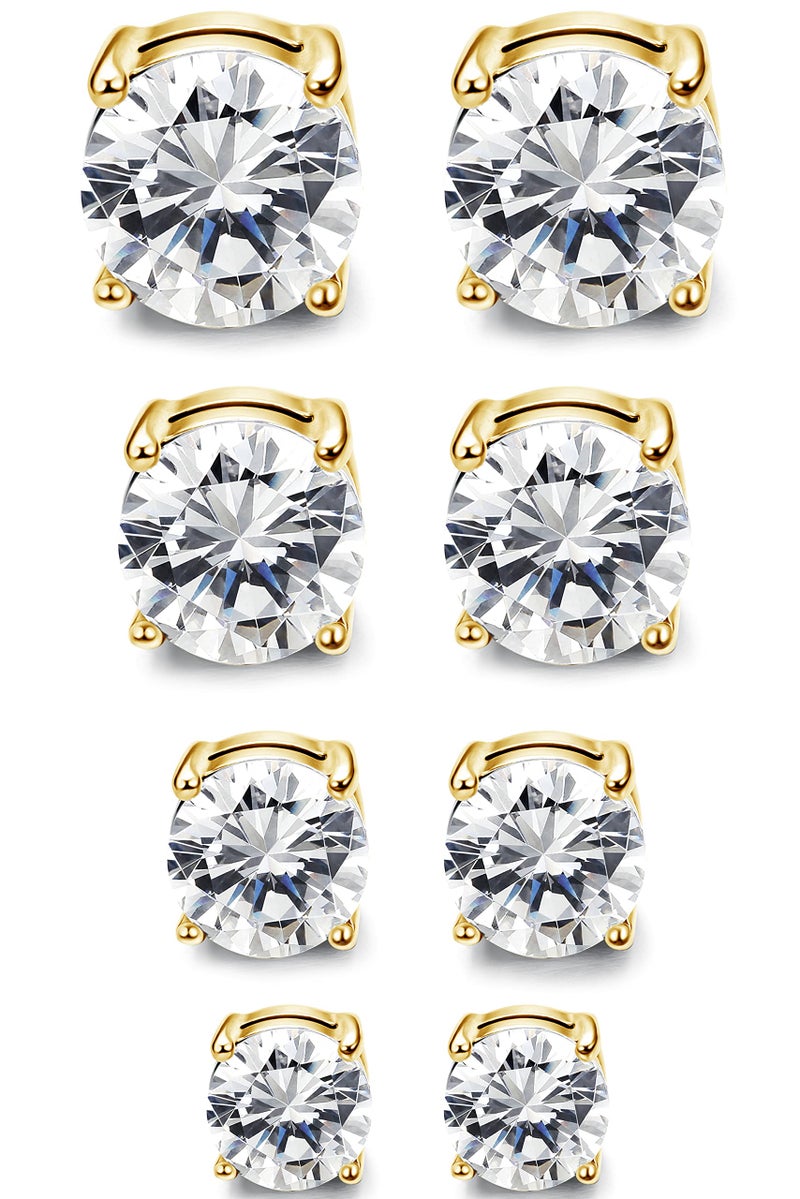Jstyle 4-7MM Magnetic Earrings for Men Women Shiny Round Cubic Zirconia Stud Earrings for Non-Pierced Ears Hypoallergenic Stainless Steel Fake Earring Not Easy to Fall off - Image 1