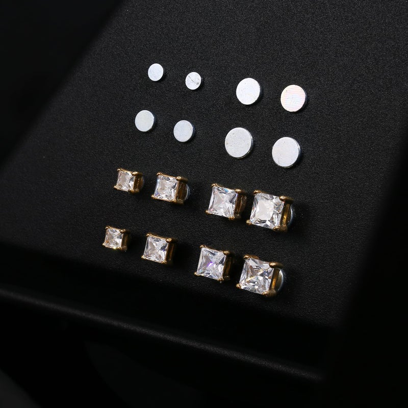 Jstyle 4-7MM Magnetic Earrings for Men Women Shiny Round Cubic Zirconia Stud Earrings for Non-Pierced Ears Hypoallergenic Stainless Steel Fake Earring Not Easy to Fall off - Image 4