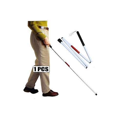 Folding Cane Blind Stick Walking Cane White for The Blind Person Visually Impaired Gadgets Collapsible Cane Mobility Stick Telescoping Canes Accessories for Blind Women Men Gifts 49 inch