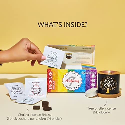 Aromafume Chakra Incense Brick Variety Box with Tree of Life Burner - Image 3