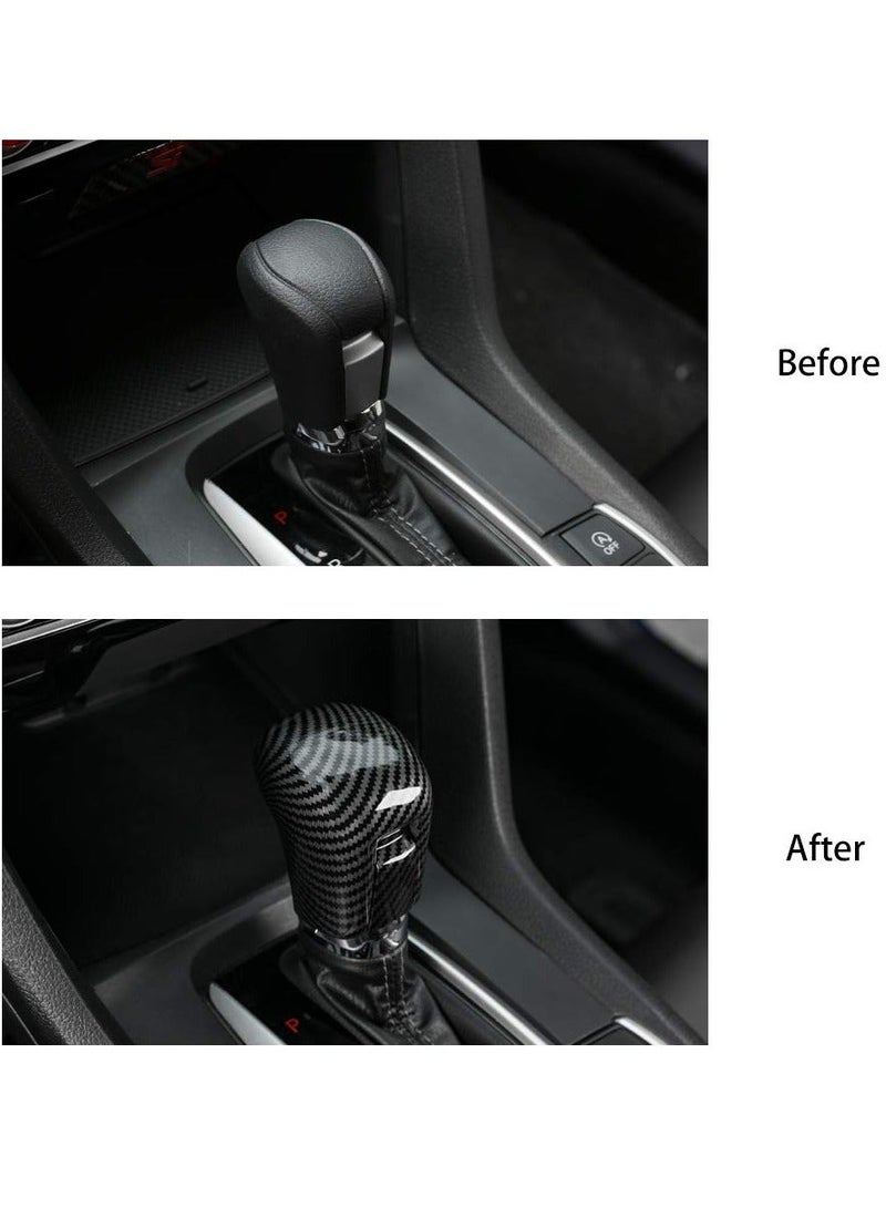 Carbon Shift Knob Cover for Tenth Generation Civic, Carbon Fiber Interior Shifter Sequins, Automatic Transmission Lever Trim, for Honda Car Decorations (for 2021/2020/ 2019/2018/ 2017/2016 Civic) - Image 3