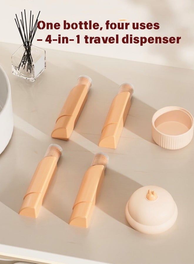 Silicone Travel Bottles Set 4 Pack - 60ML TSA Approved Leak Proof Squeeze Containers for Shampoo Lotion, Portable Toiletries for Airplane Carry On, Gift for Women (Beige& Purple) - Image 3