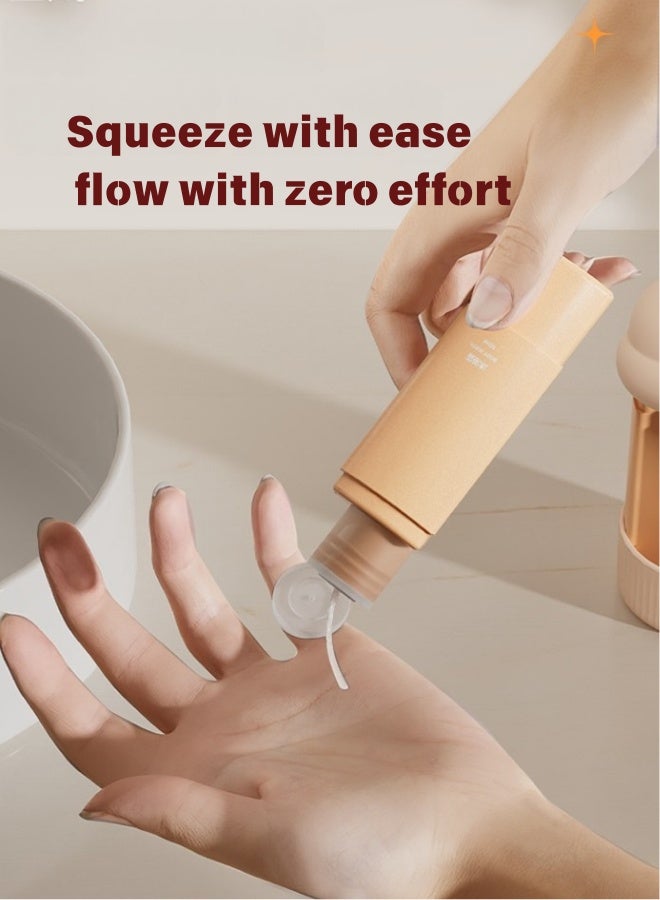 Silicone Travel Bottles Set 4 Pack - 60ML TSA Approved Leak Proof Squeeze Containers for Shampoo Lotion, Portable Toiletries for Airplane Carry On, Gift for Women (Beige& Purple) - Image 4