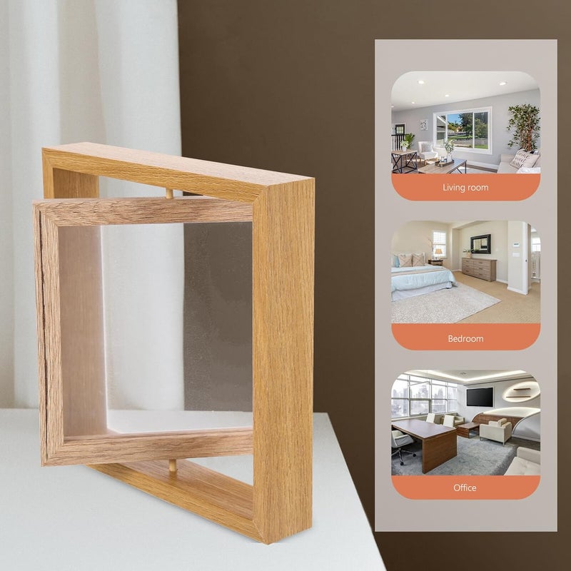 Rotating Square Picture Frame 6-inch Wooden Desktop Photo Holder Vintage Style Tabletop Decor for Bedroom and Living Room - Image 3