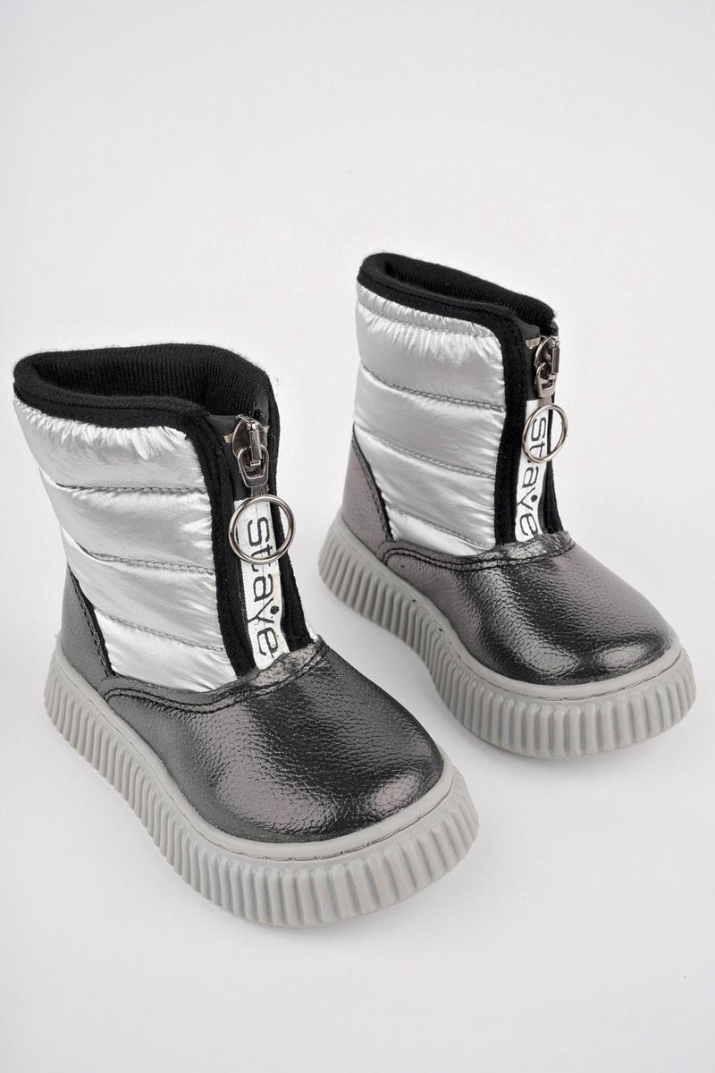muggo Candy Guaranteed Baby Comfortable Mold Front Zippered Fur Lined Rain and Snow Boots - Image 4