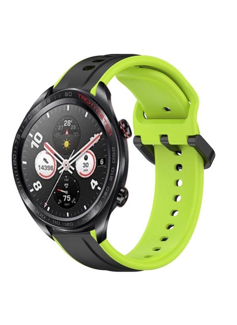 Replacement Strap For Honor Watch Dream 22mm Convex Loop Two-Color Silicone Watch Band Black+Lime