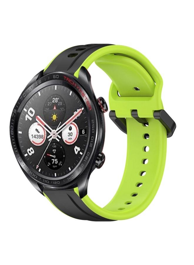 Replacement Strap For Honor Watch Dream 22mm Convex Loop Two-Color Silicone Watch Band Black+Lime