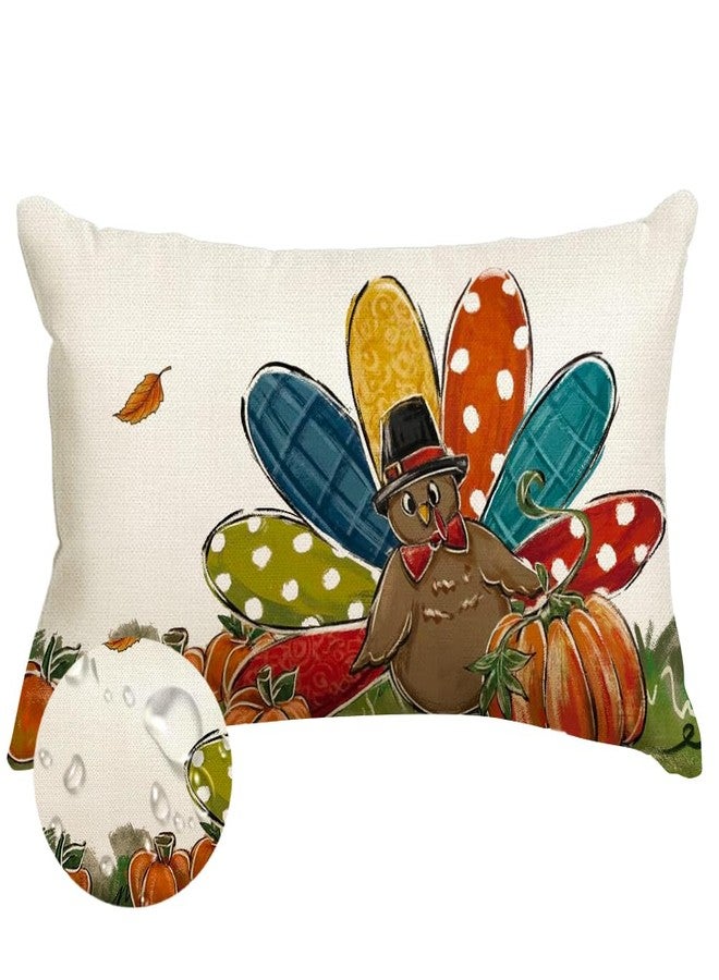 RABUSOFA Thanksgiving Turkey Pumpkin Throw Pillow Cover 12x20 Inch Autumn Outdoor Waterproof Harvest Cushion Cases Seasonal Fall Farmhouse Decorations for Home Couch Patio - Image 1