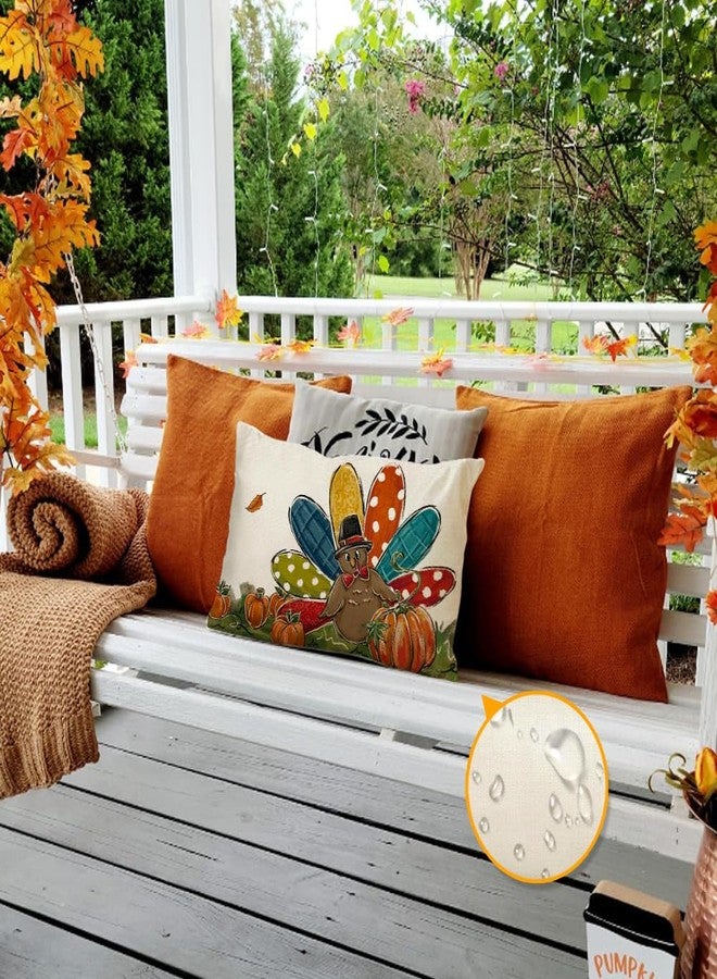RABUSOFA Thanksgiving Turkey Pumpkin Throw Pillow Cover 12x20 Inch Autumn Outdoor Waterproof Harvest Cushion Cases Seasonal Fall Farmhouse Decorations for Home Couch Patio - Image 4