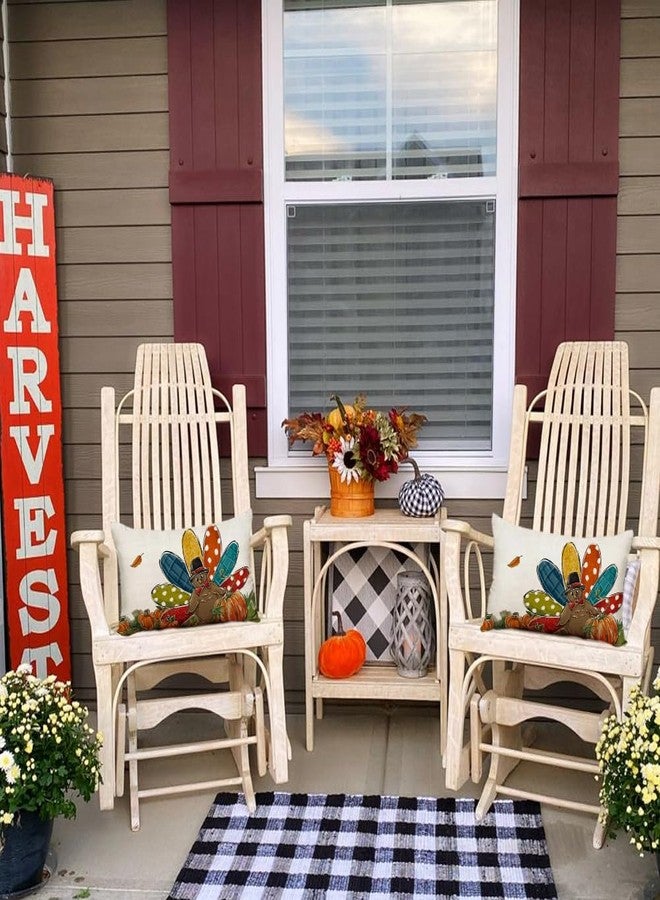 RABUSOFA Thanksgiving Turkey Pumpkin Throw Pillow Cover 12x20 Inch Autumn Outdoor Waterproof Harvest Cushion Cases Seasonal Fall Farmhouse Decorations for Home Couch Patio - Image 5
