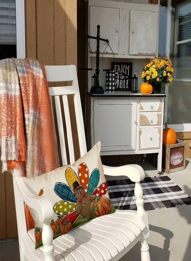 RABUSOFA Thanksgiving Turkey Pumpkin Throw Pillow Cover 12x20 Inch Autumn Outdoor Waterproof Harvest Cushion Cases Seasonal Fall Farmhouse Decorations for Home Couch Patio - Image 2