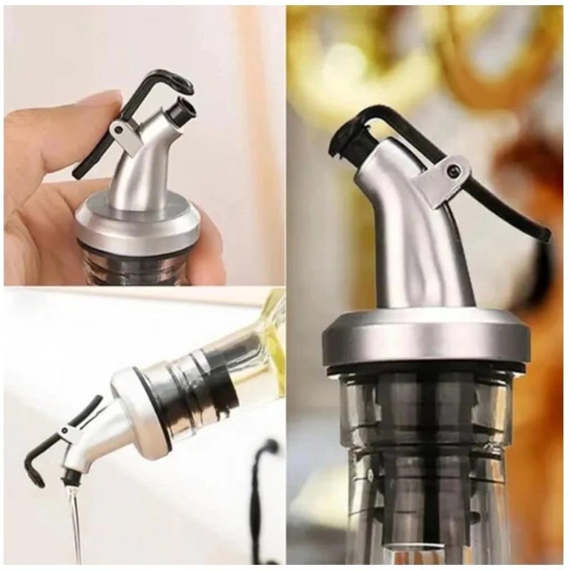ToYooZe Glass Oil Dispenser with Steel Cover Seasoning BottleGlass Oil Bottle Leakproof Oiler Tank Household Stainless Steel Condiment Dispenser Steel 500ml - Image 3