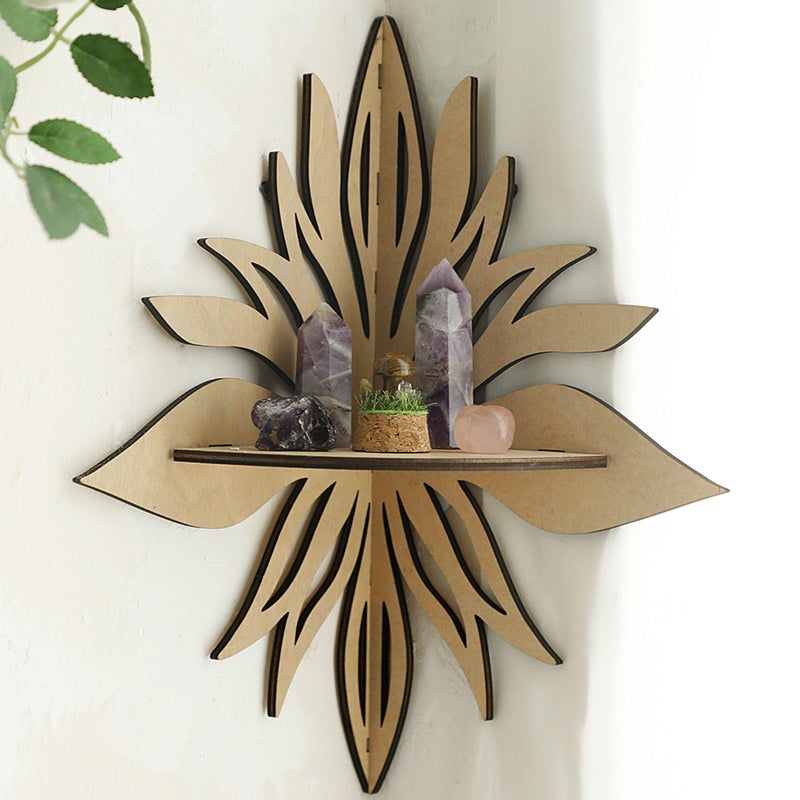 Modern Carved Flower Wall Shelf Corner Organizer Decorative Floating Storage Rack - Image 3