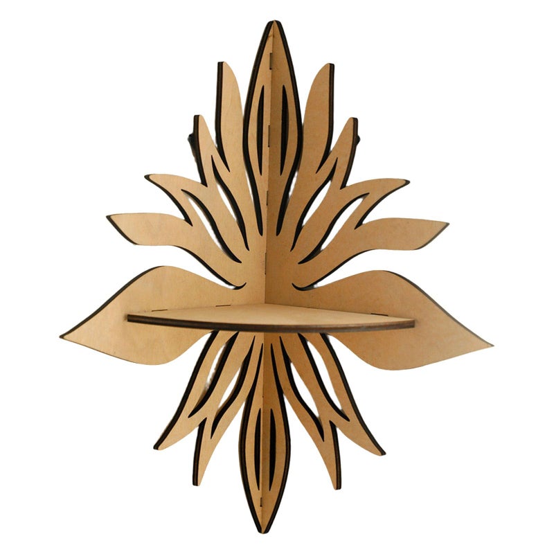 Modern Carved Flower Wall Shelf Corner Organizer Decorative Floating Storage Rack - Image 2