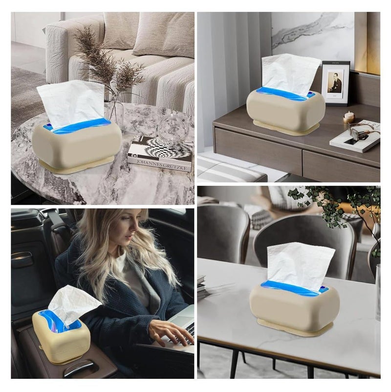 PUSHKH Silicone Tissue Box Holder with Suction Cup, Tissue Dispenser for Home, Kitchen, Bathroom, Car, Office - Image 3