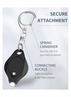 Excefore Mini LED Keychain Flashlight 12 Lumen Portable Ultra Bright Battery Powered Black Torch with Spring Carabiner for Outdoor Camping Hiking and Emergency Lighting, 5 Pack  - Image 5