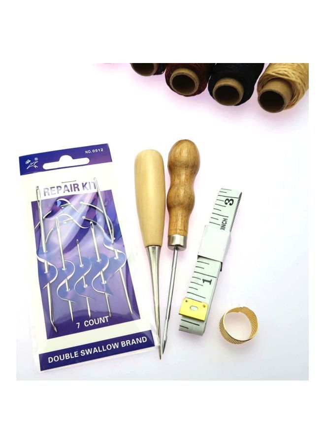 NIBEMINENT 16-Piece Leather Waxed Thread Craft Tool Set Brown/Beige/Grey - Image 5