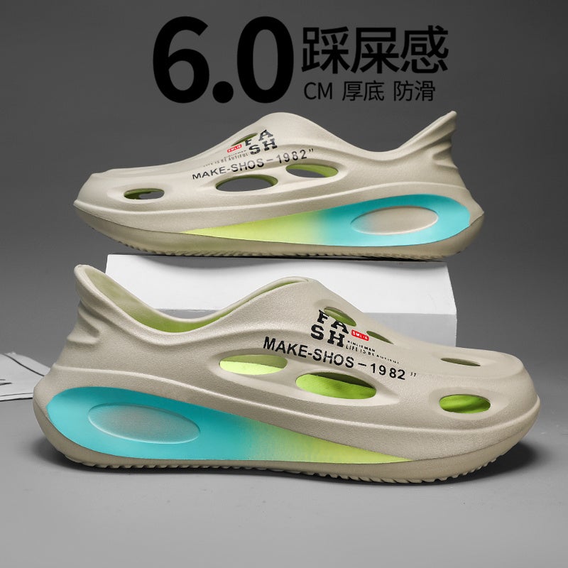 Coconut Croc Shoes Men''s Summer Outdoor Sports Wading Beach Shoes Men''s Driving Large Size Sandals - Image 1
