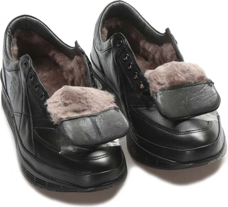Fast Step Genuine Leather Fur Black Men's Series Shoes 722kma331