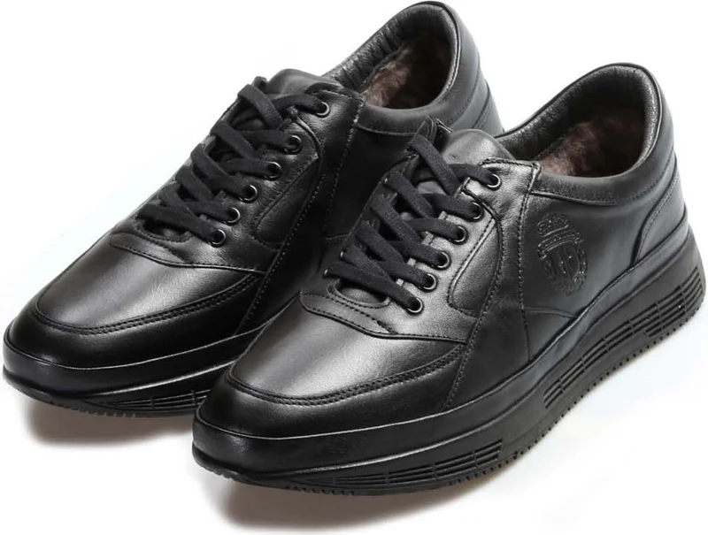 Fast Step Genuine Leather Fur Black Men's Series Shoes 722kma331