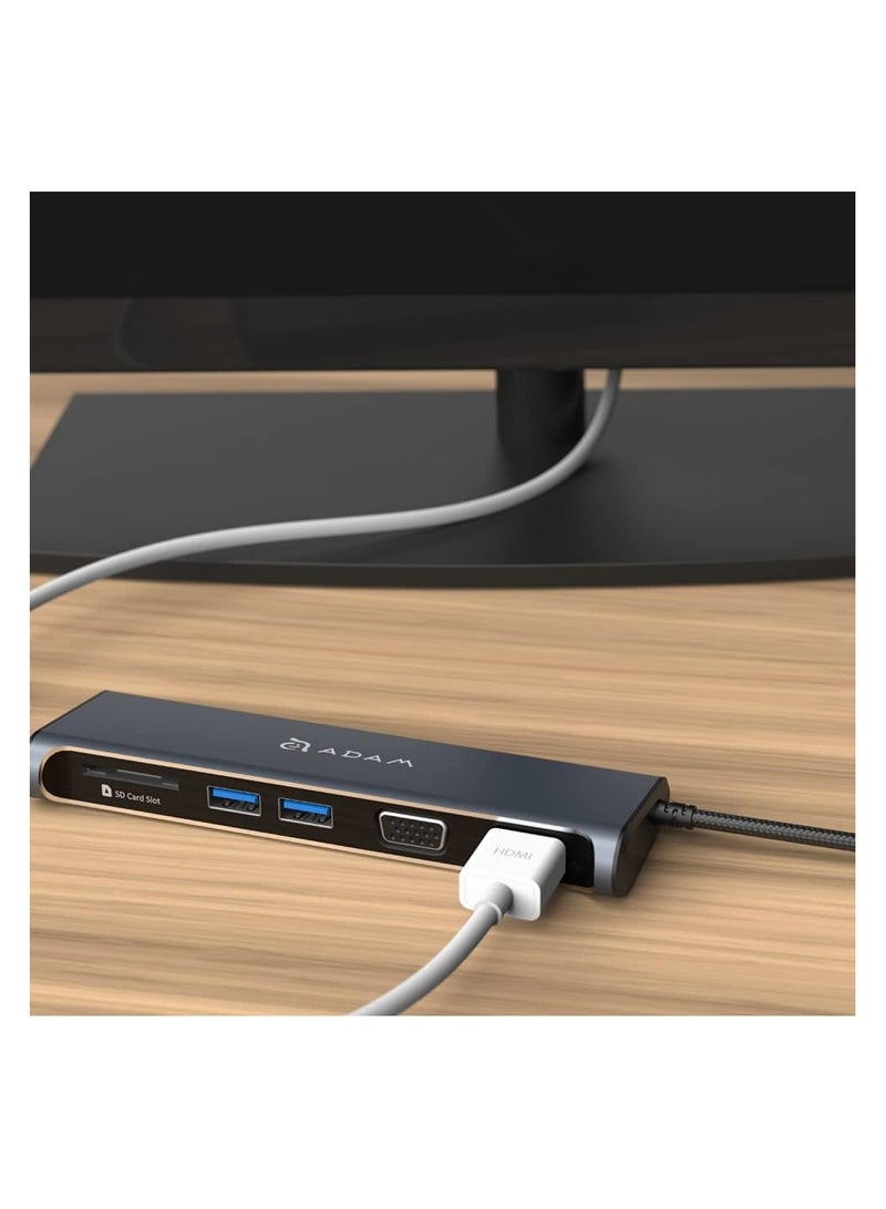 Adam Elements CASA A03 5 port USB-C Hub with VGA and HDMI- Grey - Image 2