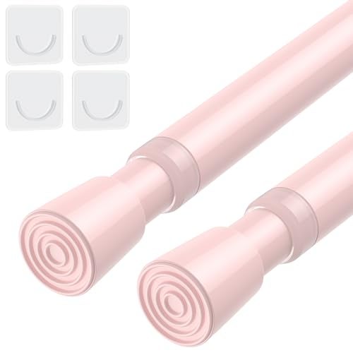 AIZESI Spring Tension Rods Adjustable Tension Curtain Rod Small Tension Rod No Drilling Expandable Spring Loaded Curtain Tension RodPink26 to 392Pcs - Image 1