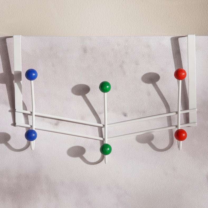 Pan Home خطاف معدني فوق الباب مع 6 مقابض - أبيض