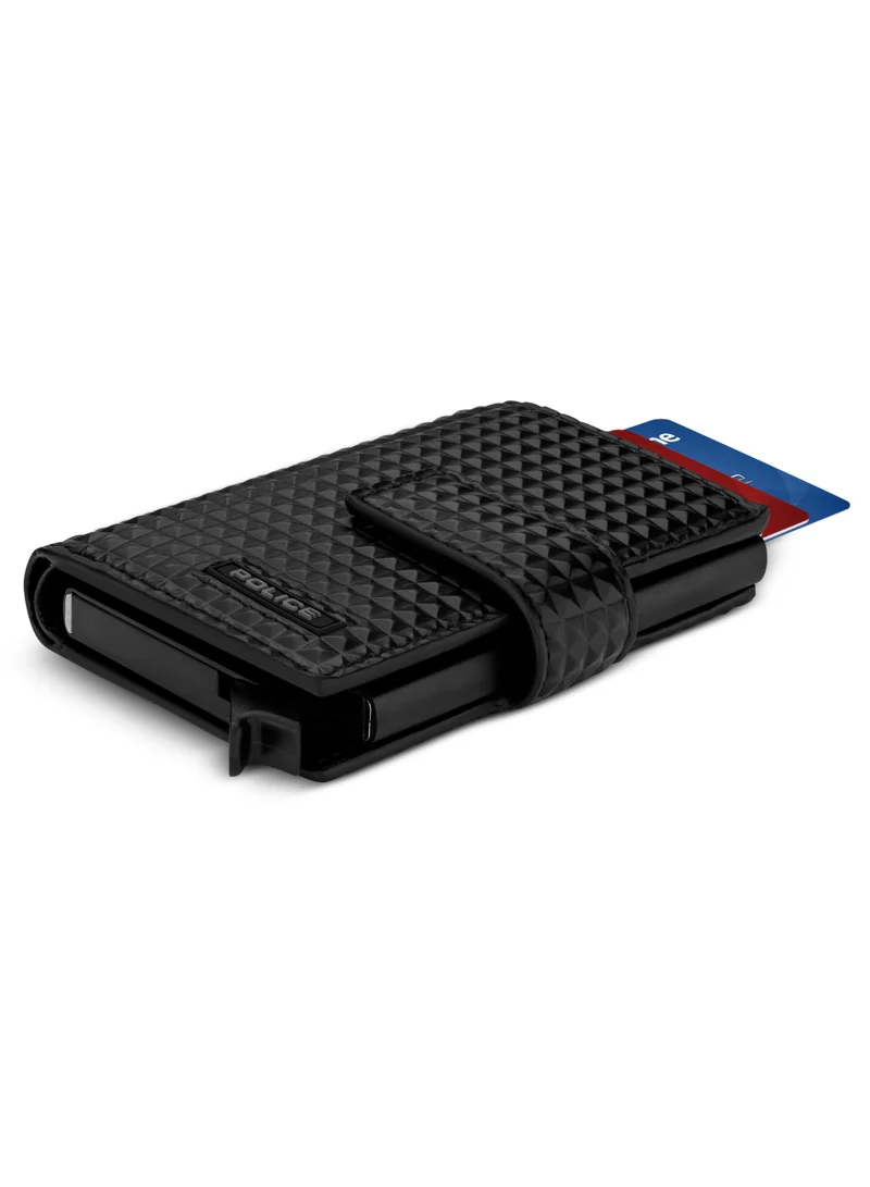 POLICE Police Pyramid Vegan Leather & Alloy Men's Card Case, RFID Safe - PELGD2206907