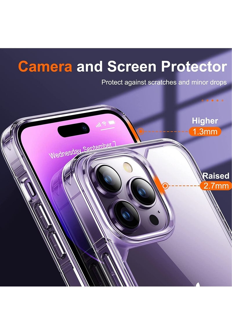 ELTRAZONE [5 in 1] uniqueMe Designed for iPhone 14 Pro Max Case with 2 Pack Tempered Glass Screen Protector 2pcs Camera Lens Protector  [Military Grade Protection] Shockproof Slim Thin  Anti-Scratch Kit-Clear - Image 3