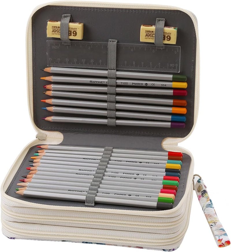 Lbxgap Portable Colored Printing Pattern Pencil Case Holds 72 pcs Pencils Bag Organizer with Handy Wrap Portable- Multilayer Holder for Watercolor Pens or Markers, Pencil Case Organizer for Artist - Image 3
