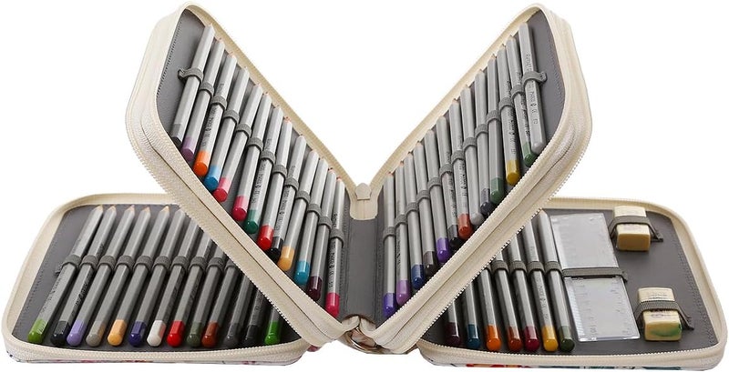 Lbxgap Portable Colored Printing Pattern Pencil Case Holds 72 pcs Pencils Bag Organizer with Handy Wrap Portable- Multilayer Holder for Watercolor Pens or Markers, Pencil Case Organizer for Artist - Image 2