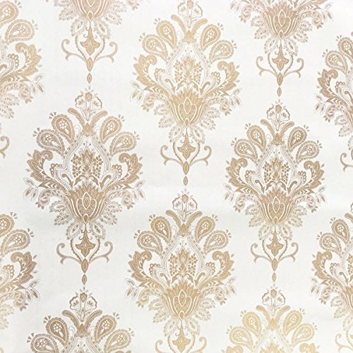 Yifely SimpleLife4U Luxury Gold Damask Contact Paper Removable Shelf Liner Adhesive Cabinet Sticker 17.7 Inch by 9.8 - Image 1