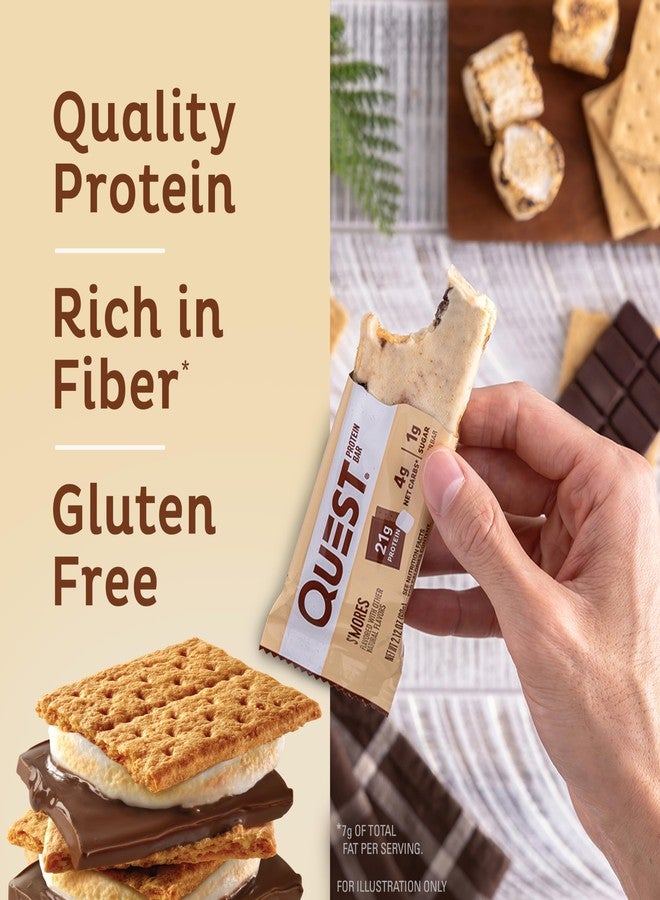 Quest Nutrition S'mores Protein Bar, 21g Protein, 4g Net Carbs, 1g Sugar, Gluten Free, Keto Friendly, 4 Count - Image 3