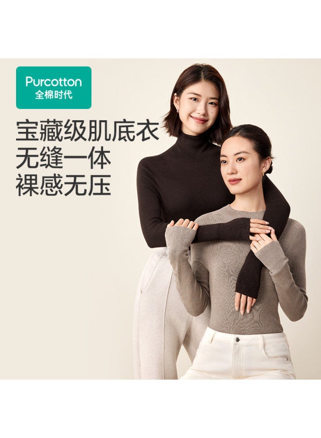 purcotton Women'S Cotton Knitwear For Autumn And Winter, Skin-Friendly Soft Seamless One-Piece Weaving For Slimming And Figure-Flattering Base Layer - Image 3
