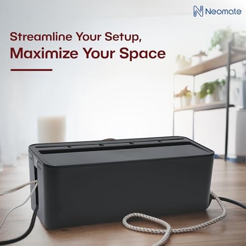 Neomate Cable Management Box | Cord Organizer for Power Strips, Surge Protectors, Extension Boards, and Routers | Child-Safe TV Cord Box for Home, Office, and Desktop Use | Black - Image 4