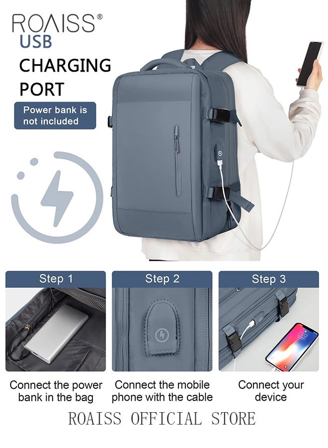 roaiss Carry-On Luggage Backpack High Capacity Business Travel Expandable Bag for Short Trips Dry and Wet Separation Scientific Storage Business Computer Bag Simple Solid Color Design with Check In Backpack  - Image 1