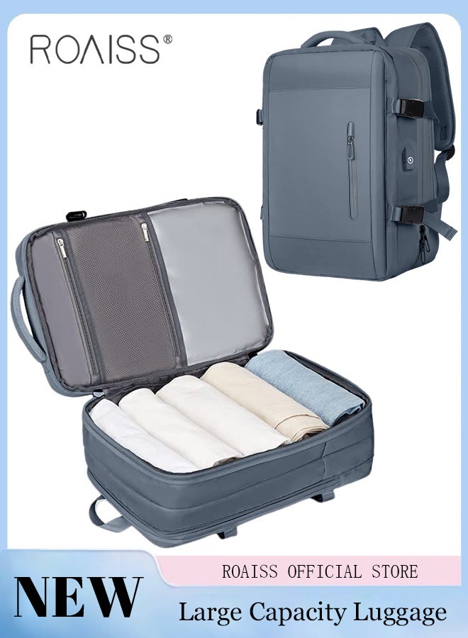 roaiss Carry-On Luggage Backpack High Capacity Business Travel Expandable Bag for Short Trips Dry and Wet Separation Scientific Storage Business Computer Bag Simple Solid Color Design with Check In Backpack  - Image 2