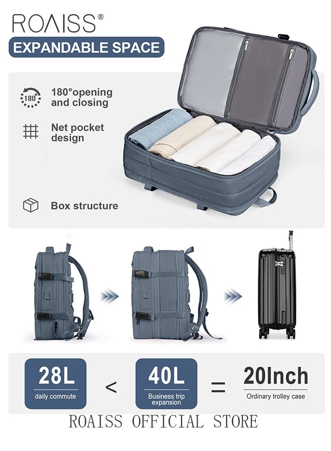 roaiss Carry-On Luggage Backpack High Capacity Business Travel Expandable Bag for Short Trips Dry and Wet Separation Scientific Storage Business Computer Bag Simple Solid Color Design with Check In Backpack  - Image 3