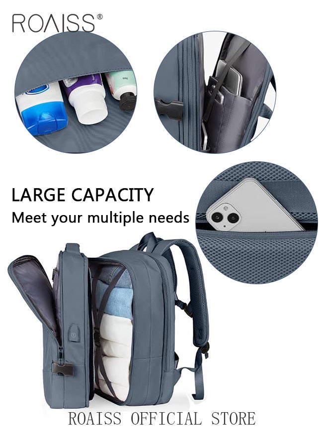 roaiss Carry-On Luggage Backpack High Capacity Business Travel Expandable Bag for Short Trips Dry and Wet Separation Scientific Storage Business Computer Bag Simple Solid Color Design with Check In Backpack  - Image 4