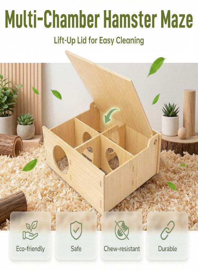 deepredcoast Hamster Tunnel Hideout Wooden House with Flip Cover, Small Pet Hamster Hideout Play Tunnel for Hamsters Mice Gerbils, Natural Wood Hamster House for Cage Explore Hide Rest - Image 5