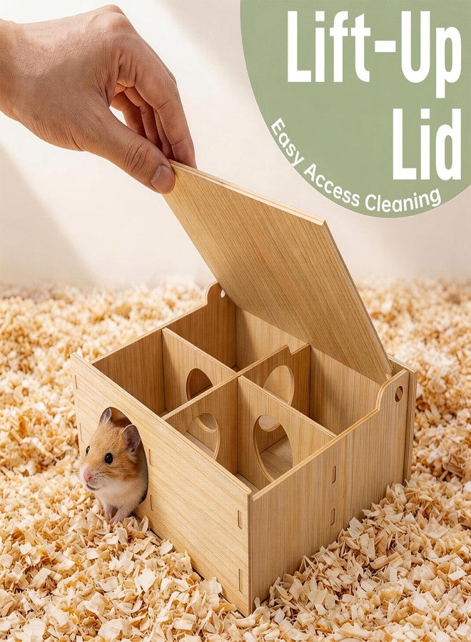deepredcoast Hamster Tunnel Hideout Wooden House with Flip Cover, Small Pet Hamster Hideout Play Tunnel for Hamsters Mice Gerbils, Natural Wood Hamster House for Cage Explore Hide Rest - Image 4