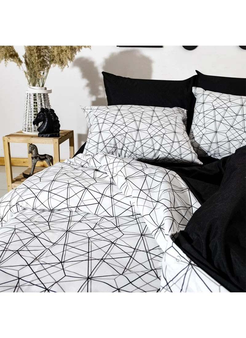 Caqqa Geometrie Double Sheet Elastic Cotton Duvet Cover Set