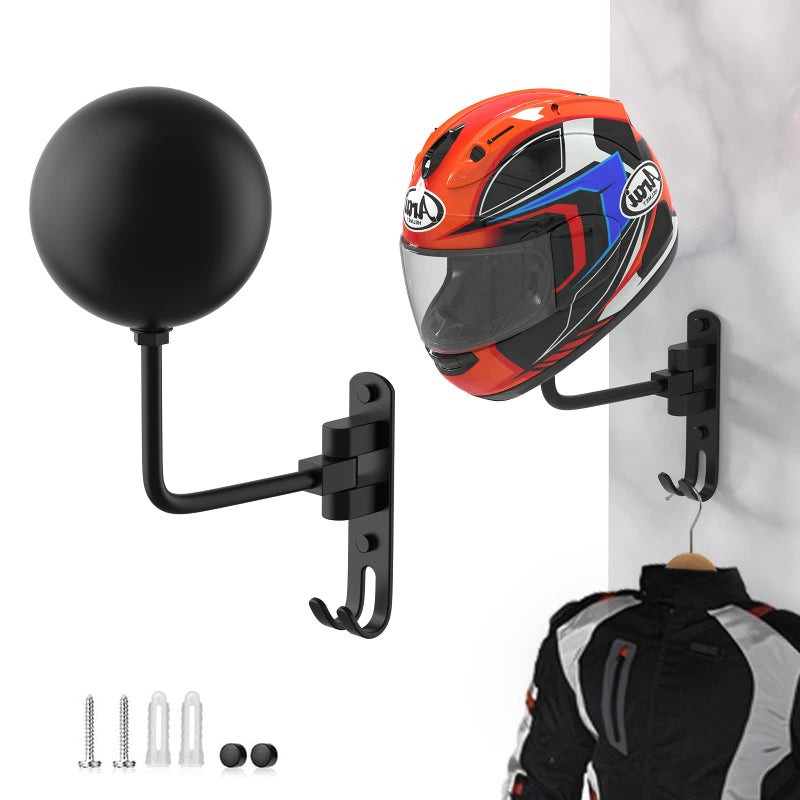 LIFXIZE Helmet Hanger Wall Mount 180Â° Swivel Helmet Holder for Motorcycle Bike Racing Outerwear Sports Gear - Image 1